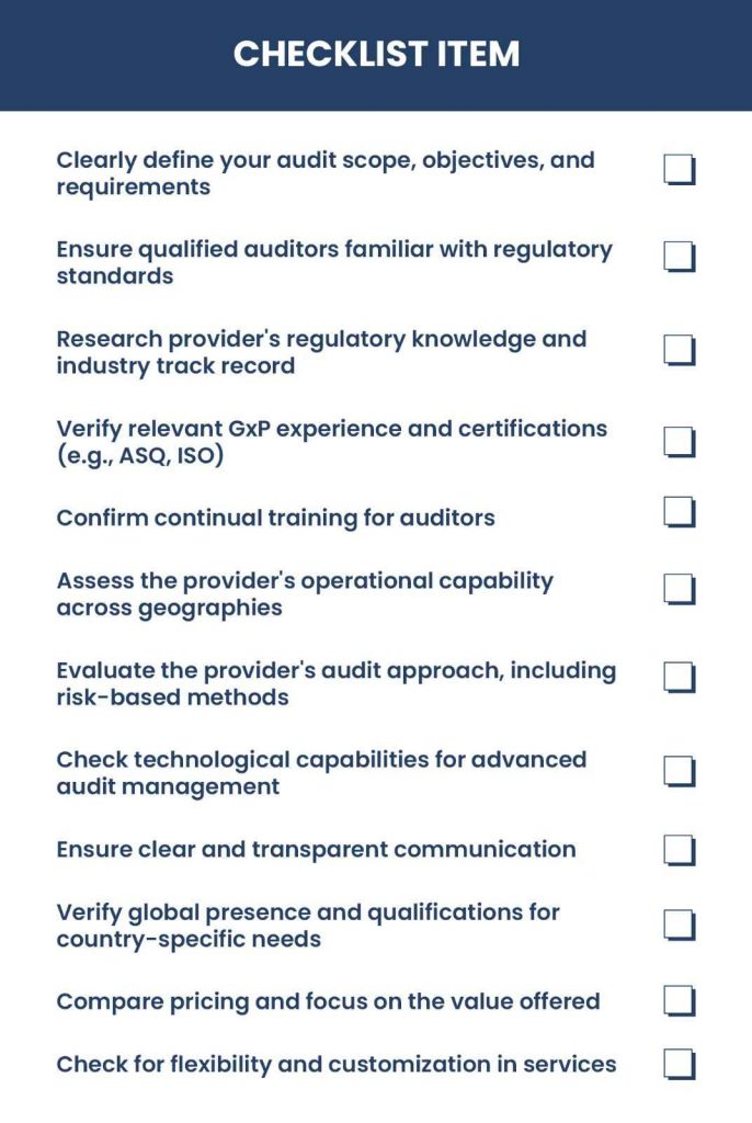 Selecting a GxP audit provider